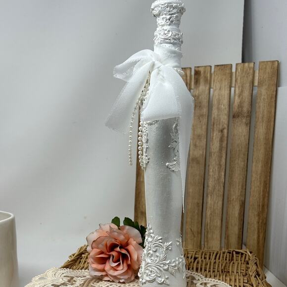 Other - Simple & Elegant White Decorative Hand Crafted Bottle with Bow